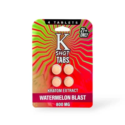 K Shot Tabs Kratom Extract Tablets Watermelon Blast 200mg Per Tablet